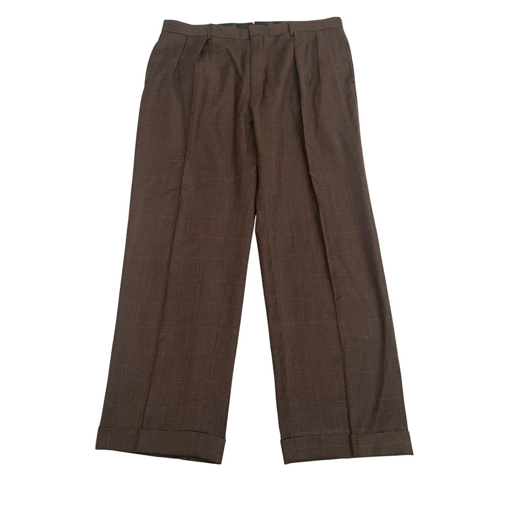 Vintage‎ Polo Ralph Lauren Wool Cashmere Pleated Pants 42x32 Brown Made in Italy